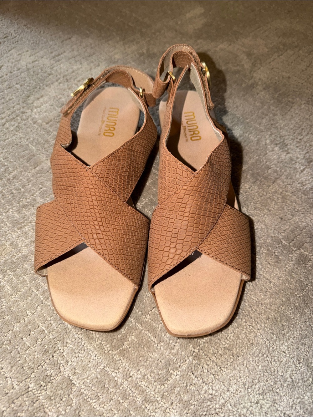 Munro Cognac Crisscross Slingback Sandals